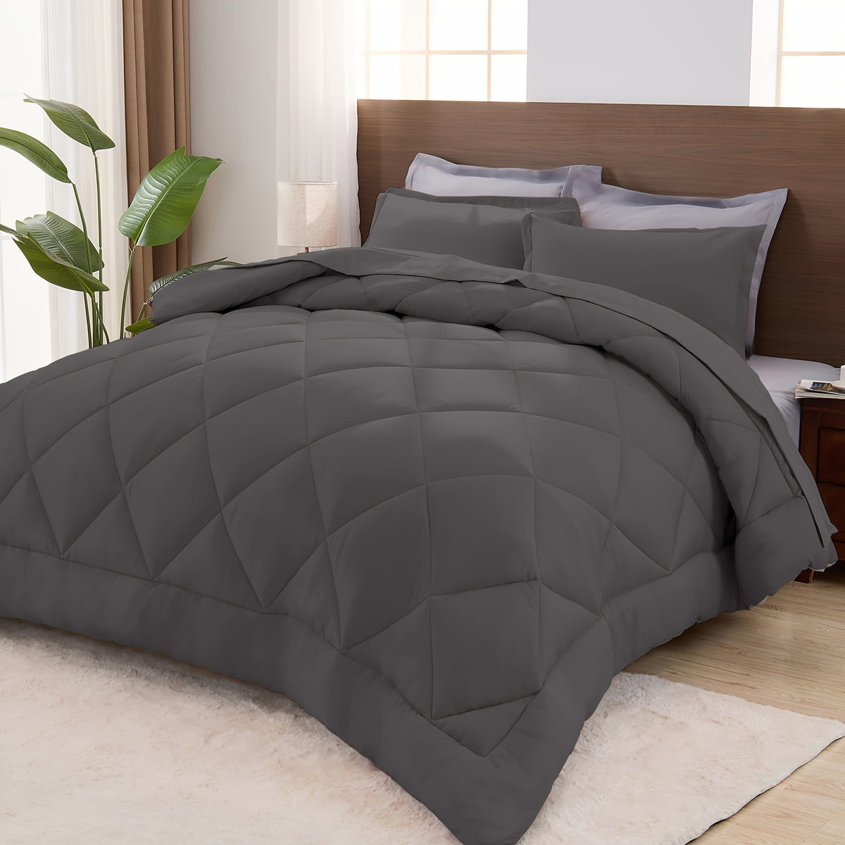 2/3pcs Luxury Comforter Set Warm & Soft & Breathable - Quilted Bedding With Fluffy Fill - Perfect For All Seasons With 1 Comforter And 1/2 Pillowcases-Random Color