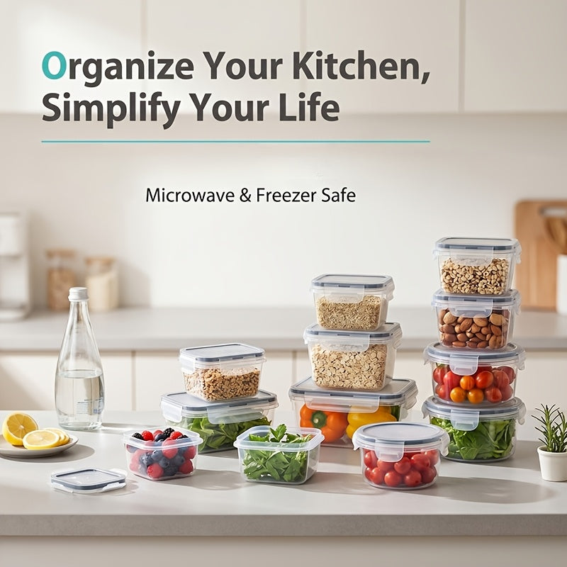 48/24pcs Food Storage Container Set, Fresh-Keeping Boxes, Easy-to-Secure Lids -  Airtight Plastic Containers, Suitable For Pantry, Travel, Outdoor Picnics, Kitchen Organization, Comes With Labels And Marker, (24/12Lids + 24/12Containers)