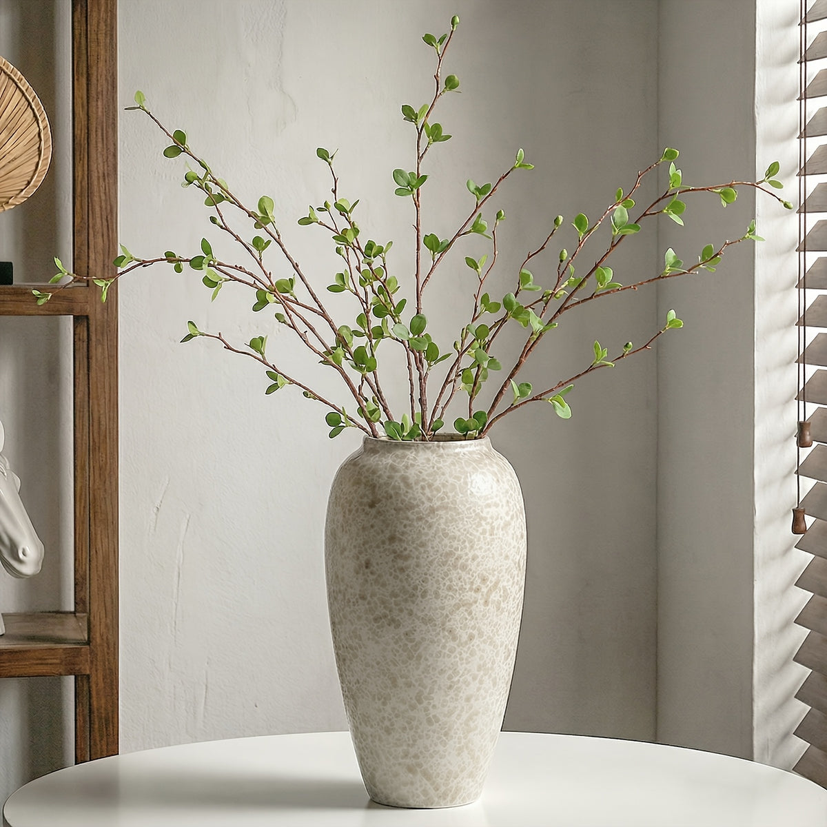 TOMNK Ceramic Flower Vase Home Decor -Large Farmhouse Table Vases Rustic Vintage Living Room Kitchen Bedroom Decorations for House Book Shelf Office Coffee Desk Dining Fireplace (7.9"/13" Tall Rustic)
