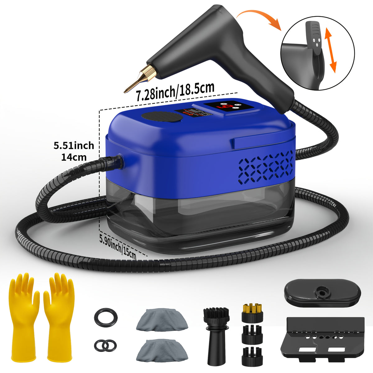 Household High Pressure Steam Cleaner, Steam Cleaner Handheld, High Temperature Carpet Cleaner, Handle Gear Switch Adjustment, LCD Display, 40.58oz Water Tank Capacity, Suitable for Kitchen Fumes, Sofas, Easter Gifts,