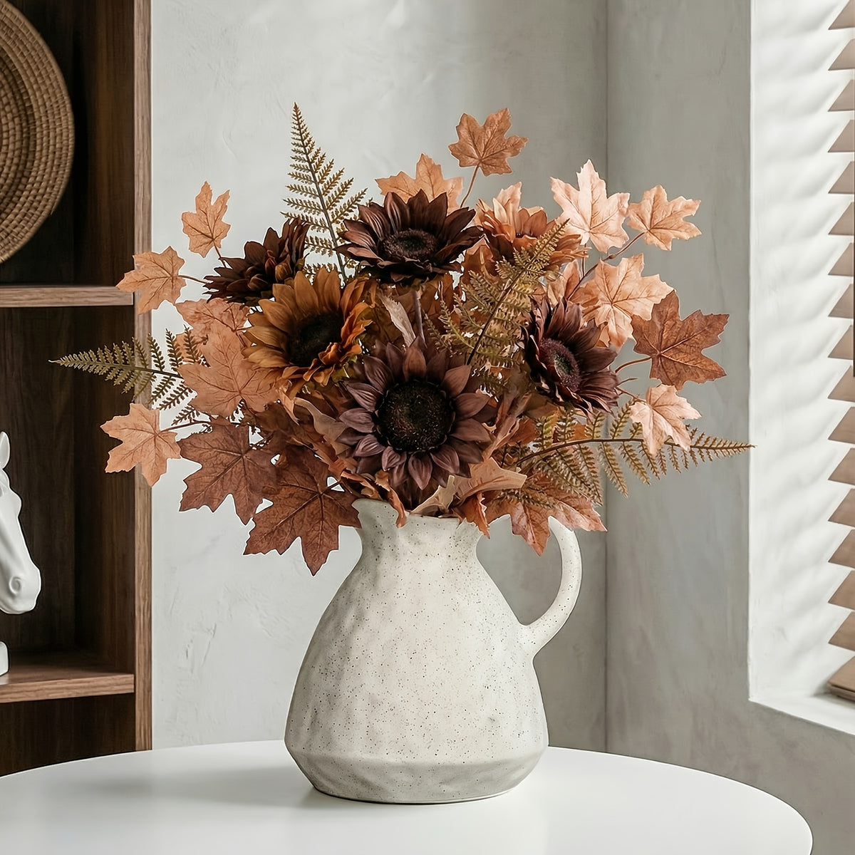 TOMNK Ceramic Flower Vase Home Decor -Large Farmhouse Table Vases Rustic Vintage Living Room Kitchen Bedroom Decorations for House Book Shelf Office Coffee Desk Dining Fireplace (7.9"/13" Tall Rustic)