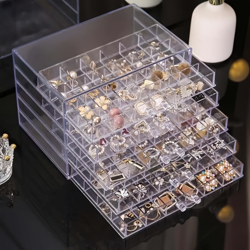72/120 Layered Jewelry Storage Boxes, Fashionable Acrylic Jewelry Storage Boxes, Suitable for Storing Earrings, Necklaces, Bracelets, Rings, Bracelets, Watches and Other Jewelry. Large-capacity Designed Accessory Storage Boxes, the First Choice for C