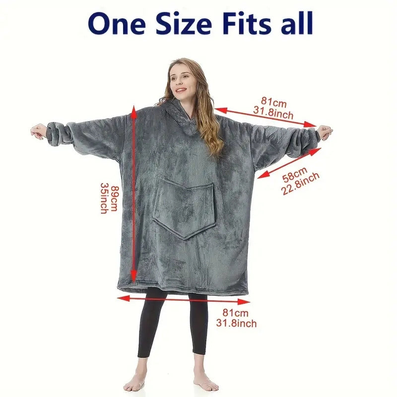 Plus-size Ultra-soft Reversible Wearable Hooded Blanket, Includes a Pair of Winter Socks, Comfortable Oversized Hooded Blanket with Kangaroo Pocket, Bedding, Winter Coat, Machine Washable, Christmas/Valentine's Day/New Year's Gift, Can Be Used as a