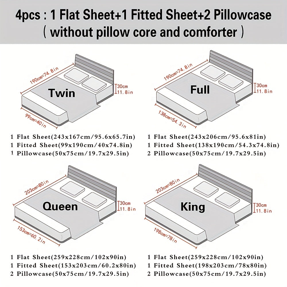 4pcs 2200TC Cooling Bamboo Bed Sheet Set Summer Chill Collection-16" Deep Pocket - Ultra Soft Luxury Bedding W/ Flat Sheet, Fitted Sheet & Pillowcases (Beat The Hea Stay Cool All Night) Queen Size Sheet Set Breathable Sheets Sets Queen Size Gifts