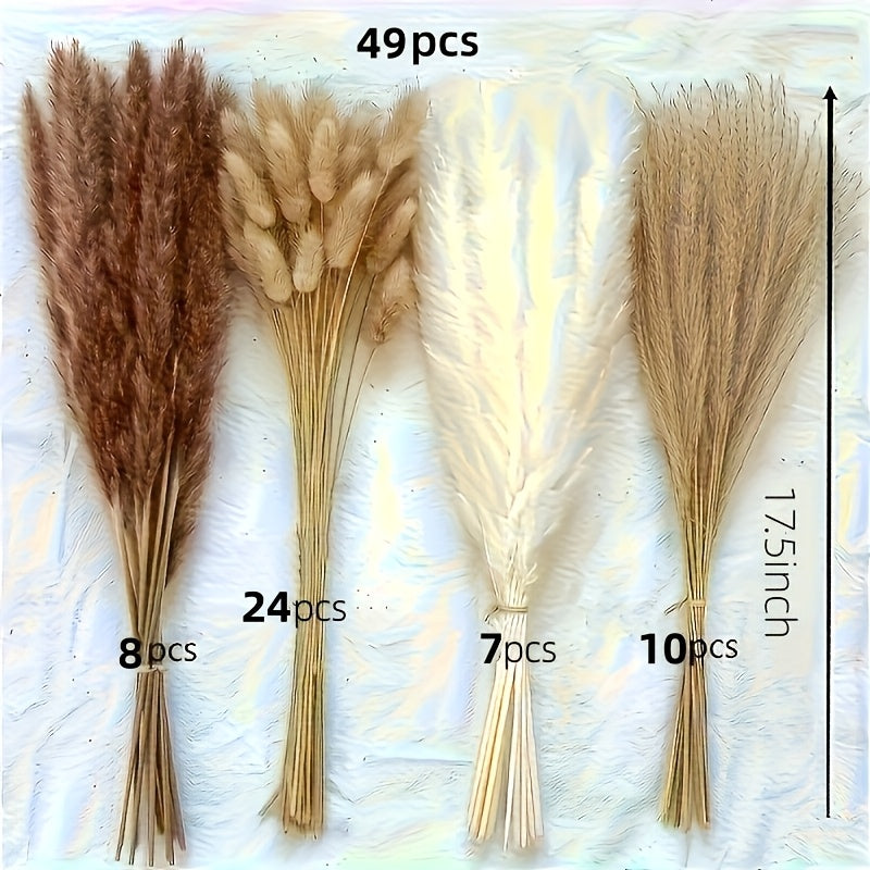 49pcs Bohemian Pampas Grass ArranSynthetic Gemstoneent - Home Decoration, Dried Rattan Stems for Event Decoration, Table Centerpieces, And Floral Designs - Multi-Purpose Decorative Grass Bundles for Spring And Valentine's Day.