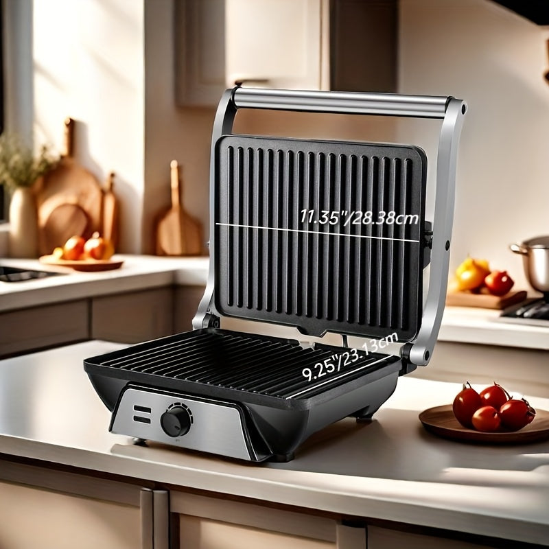 3-in-1 Electric Indoor Grill - Panini Press With Non-Stick Cooking Plates, Opens 180-Degree Gourmet Sandwich Maker, Floating Hinge Fits All Foods, Panini Press Grill With Grease Tray