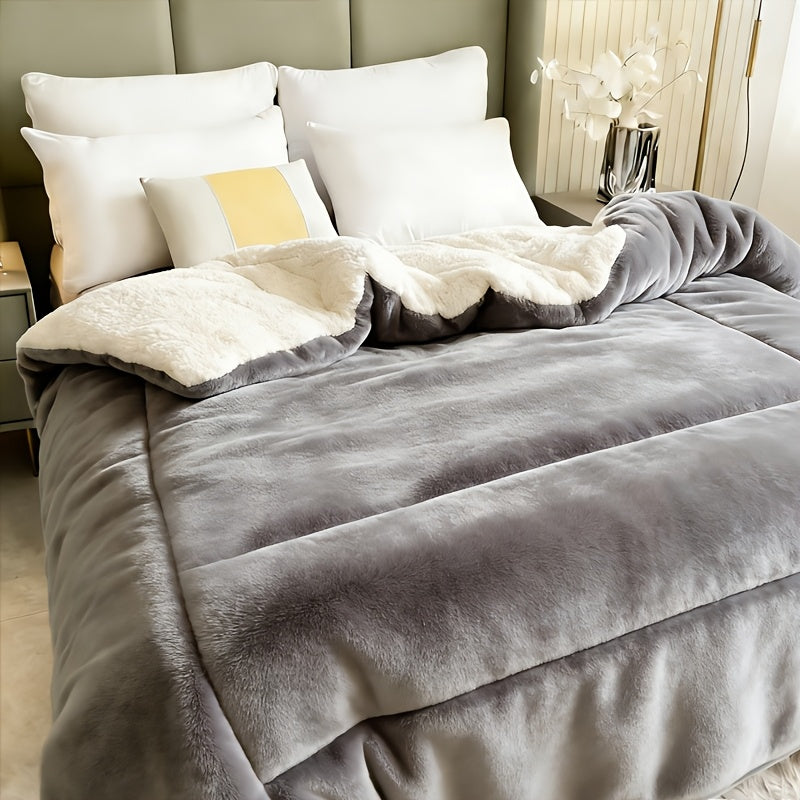 2/3 Pc Sherpa Fleece Blanket for Sofa and Bed, Extra Thick Plush Microfiber, Lightweight Reversible Soft Cozy Warm Luxury Bed Blanket, Single Double Bed Size
