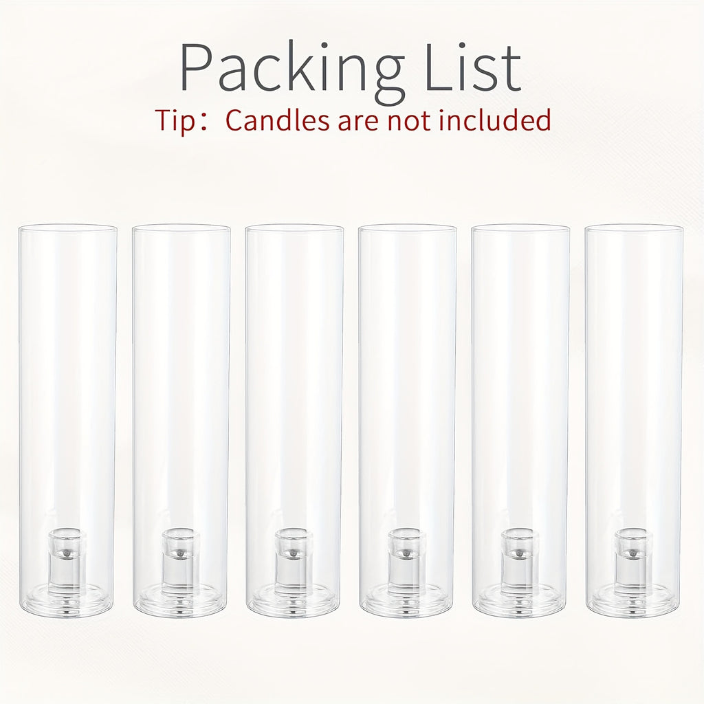 Hurricane Candle Holder Set of 6, 11.8 Inch Clear Tall Candlestick Holder for Taper Candles, Hurricane Glass Candle Sticks Holders for Table Centerpiece Wedding Party Dining Event Decor