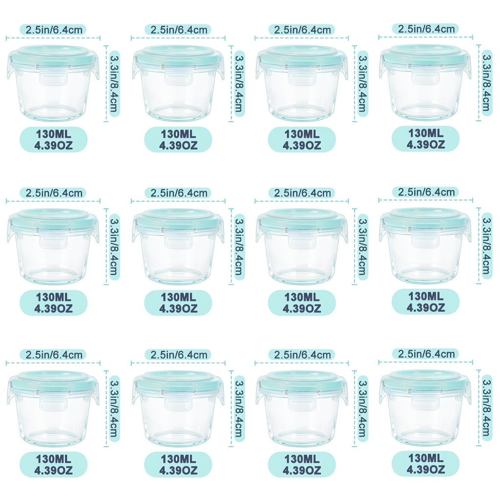 24pcs Glass Food Storage Containers with Lids, Meal Prep, Pantry Kitchen Storage Containers for Lunch, Leak Proof, Airtight Glass Lunch Bento Boxes for Microwave, Oven, Freezer And Dishwashe(12Lids+12Containers)