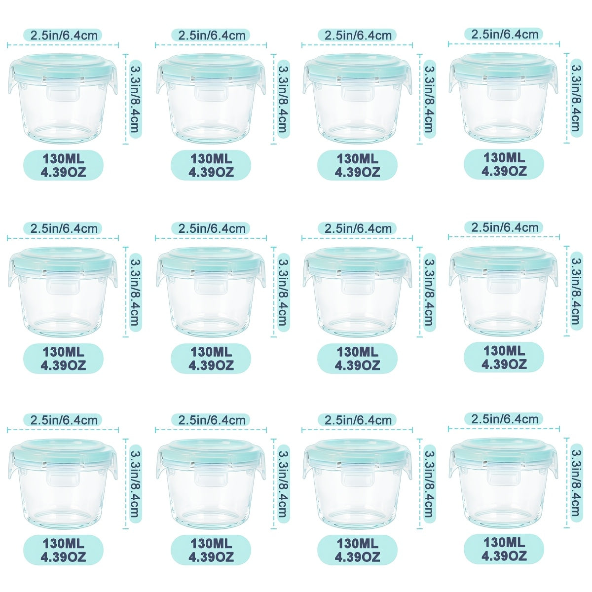 24pcs Glass Food Storage Containers with Lids, Meal Prep, Pantry Kitchen Storage Containers for Lunch, Leak Proof, Airtight Glass Lunch Bento Boxes for Microwave, Oven, Freezer And Dishwashe(12Lids+12Containers)