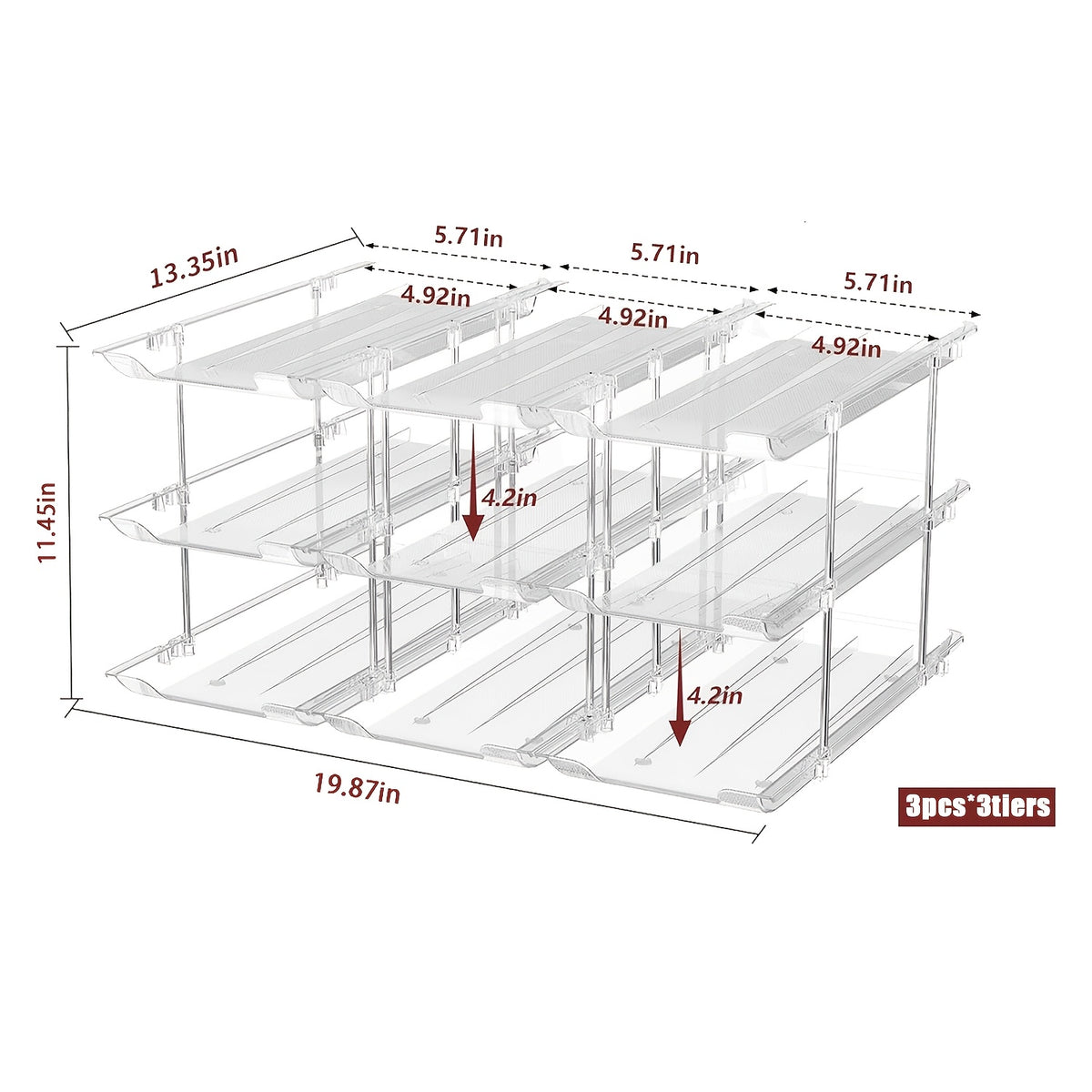 Pantry Can Storage Rack - Holds 36 Cans (3 Tiers/3pcs), Auto-Rolling Stackable Can Storage Rack - Transparent PET Material, Suitable for Soda, Soup, Vegetable Cans - Kitchen, Garage, Dorm Closet Organizer - Tool-Free Easy Assembly.
