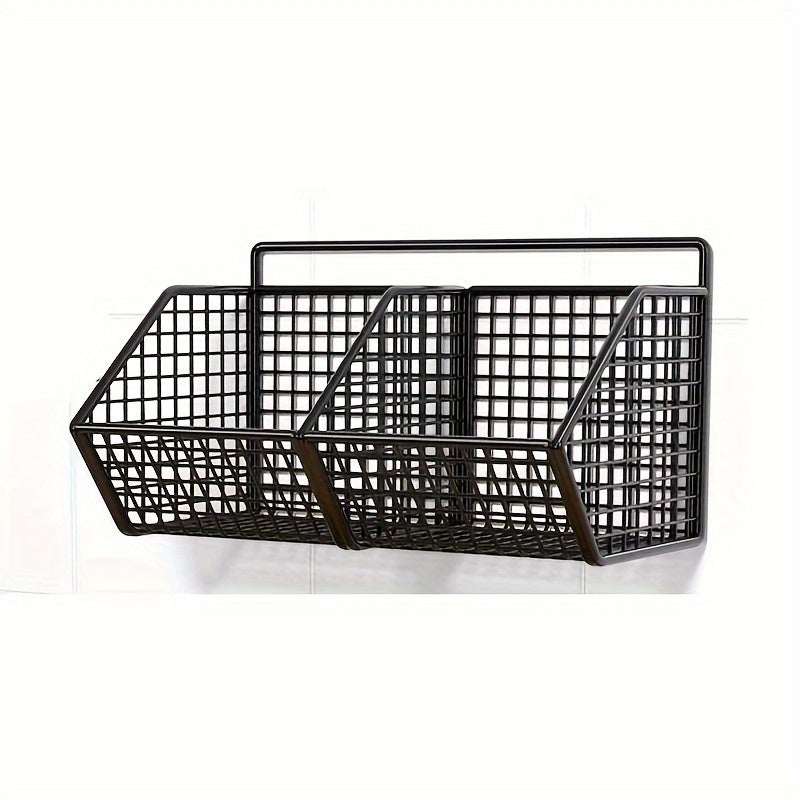 Storage Basket Wire Food Storage Organizer Wall-Mounted Storage Rack Kitchen Bedroom Bathroom Home Wall Rack Sponge Rack Single-Layer Carbon Steel Hanging Basket