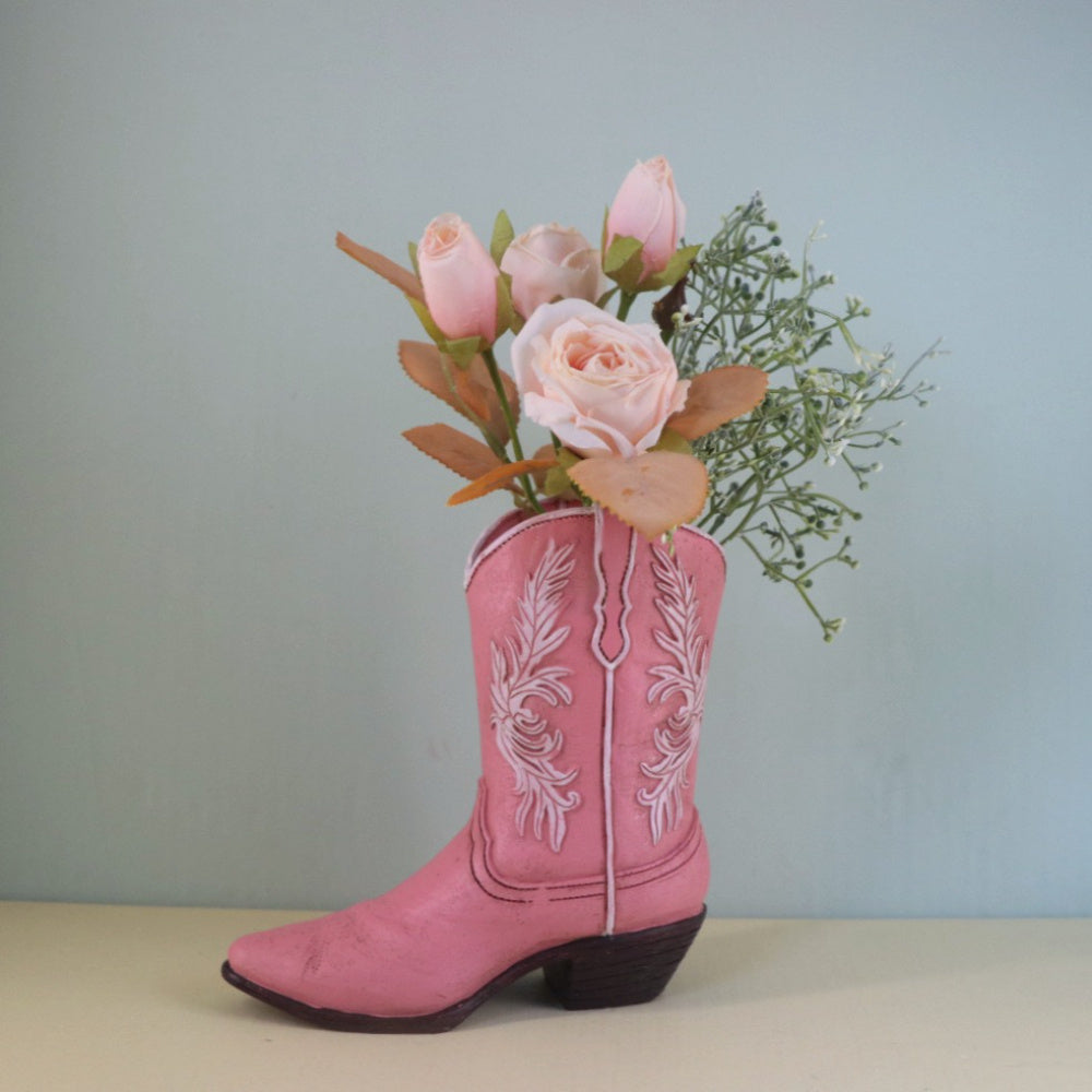 Creative Resin Vase Ornaments Western Cowboy Boots Hydroponic Flower Arrangement Container Living Room Light Luxury Home Decoration