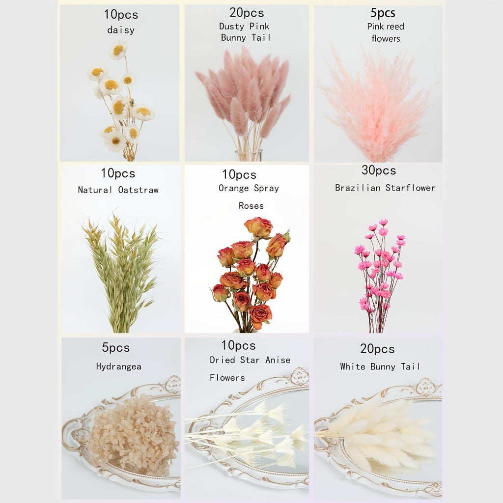 Dried Flower Bouquet with Pampas Grass - Bohemian Wedding Centerpieces, Dried Cake Flowers & Boutonnieres for Groom/Best for Man - Low Maintenance Wedding, & Decor - -Lasting Botanical Arrangement