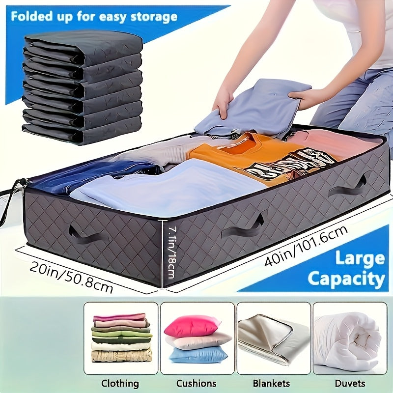 Under Bed Storage Set, 2Pack Under Bed Storage with Wheels And 4Pack 23.78gal Under Bed Storage Containers, Foldable Closet Organizers And Storage with Label Holder for Clothing, Blankets, Books, Shoes, Comforter & Pillows, Under-Bed Storage