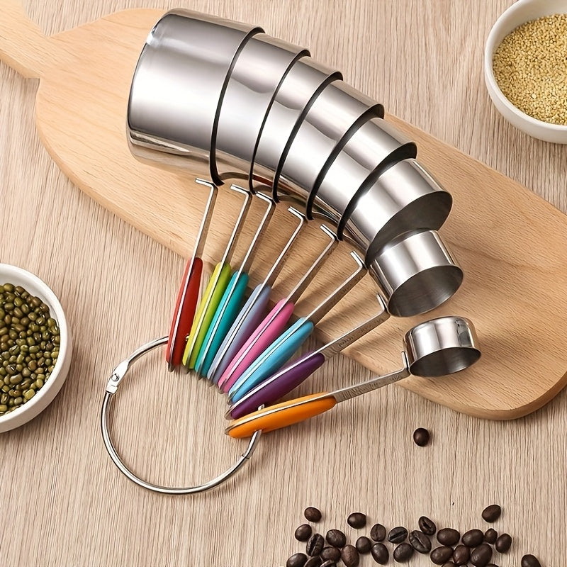 8pcs Measuring Cups/ 9pcs Measuring Spoons/ 17pcs Measuring Cups + Measuring Spoons Are Suitable For Both Dry And Liquid Ingredients - Very Suitable For Kitchen Tools, Kitchen Supplies, And Kitchen Accessories For Cooking And Baking.