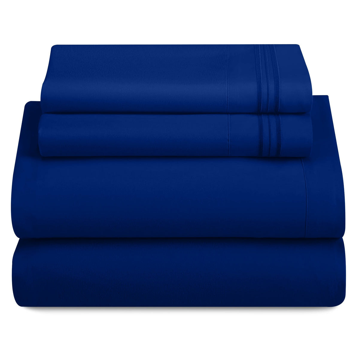 Lux Decor 4 Pieces Solid Bedsheets - 1800 Series Stylish Comfy Bedding Sheet Set - Hotel Luxury Skin Friendly Cooling Sheets & Embroidered Pillowcases Without Filler - Classic Collection With 16 Inches Deep Pocket Room decor - Shrinkage & Fade Resistant