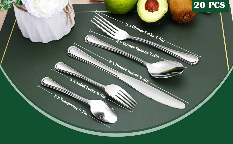 Stainless Steel Flatware Cutlery Set, 20/22/40/60/72pcs for 4/8/12, Silvery/Black/Golden, for Home Kitchen Restaurant Hotel, Affordable Utensils Set, Mirror Polished, Dishwasher Safe, Perfect for Gifts Weddings Outdoor Camping.Local Warehouse