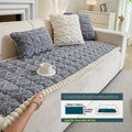 Ruffled Quilted Sofa Cover, Single-Piece Bohemian Plush Couch Protector with Machine Washable Care for Loveseats and 3 to 4 Seater Living Room Seating