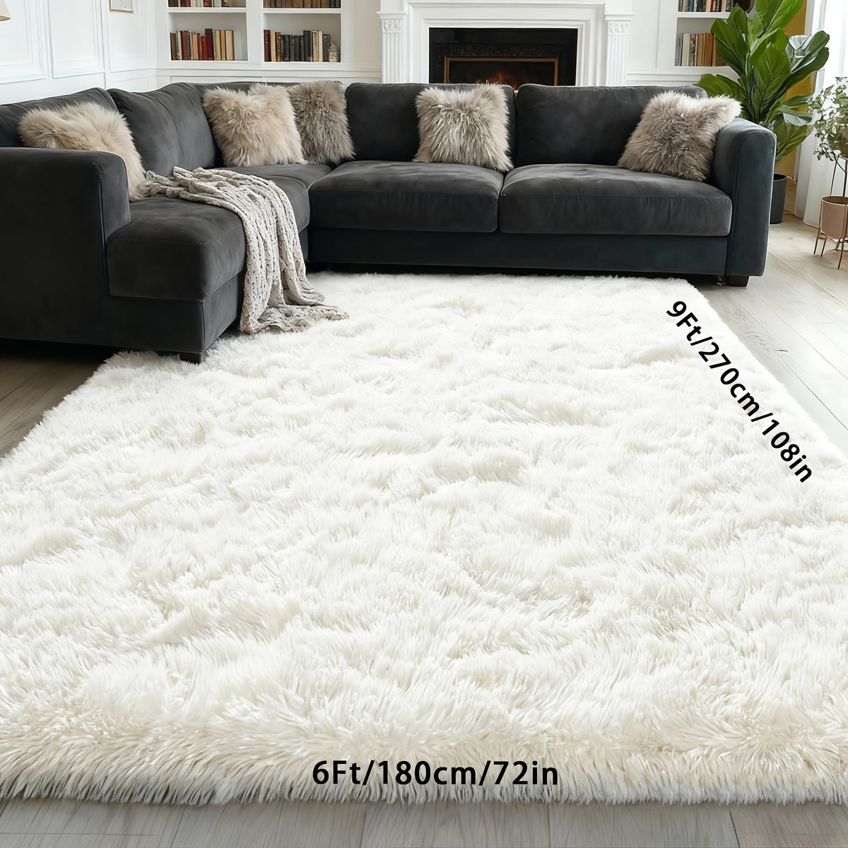 A Super Soft Thick Plush Carpet, Fluffy And Soft, Suitable for Bedroom Indoor Carpet, Non-Slip Soft Machine Washable Carpet,Ideal for Bedroom, Living Room,Study, Dorm,,Home Decor, Christmas Gift, Christmas Decor