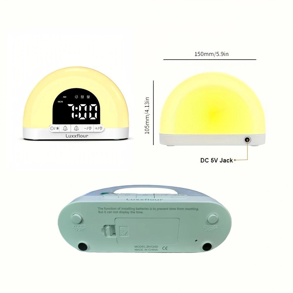 Luxxflour Sunrise Alarm Clock Light Atmosphere Lamp Dual Alarm Clock and Weekday Mode