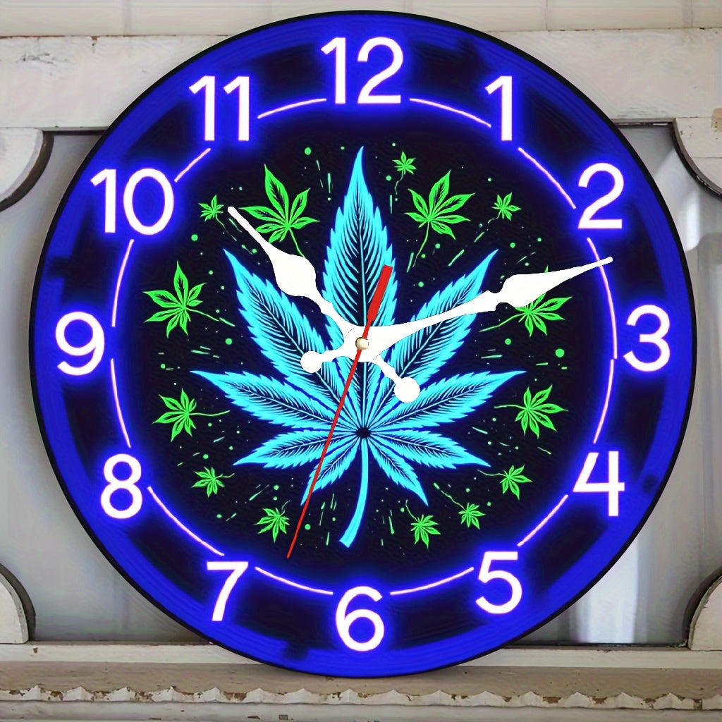 1pc, Neon Style Wooden Silent Wall Clock, Suitable for Basement, Bookstore, Staircase Wall Decoration, 10* 10inch, Uses AA Battery(Battery Not Included) Teacher's Day, Graduation Day, Halloween Decoration Clock, Gift