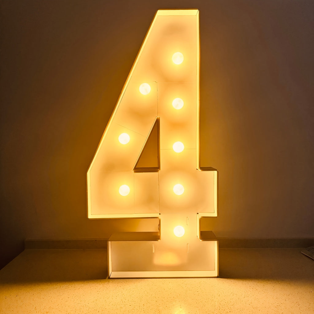 Warm White 3Ft/91.5Cm/36Inch Party Numbers - Birthday, Anniversary, Wedding Decorations, 3D KT Board 3Ft Tall Glowing Sign with Easy Snap Assembly (Battery Not Included)