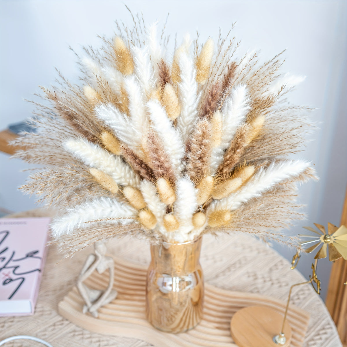 105pcs 120pcs Natural Pampas Grass Decor Bouquet | Boho Dried Floral Arrangement Centerpiece Table Decor Wedding Decor Rustic Decor