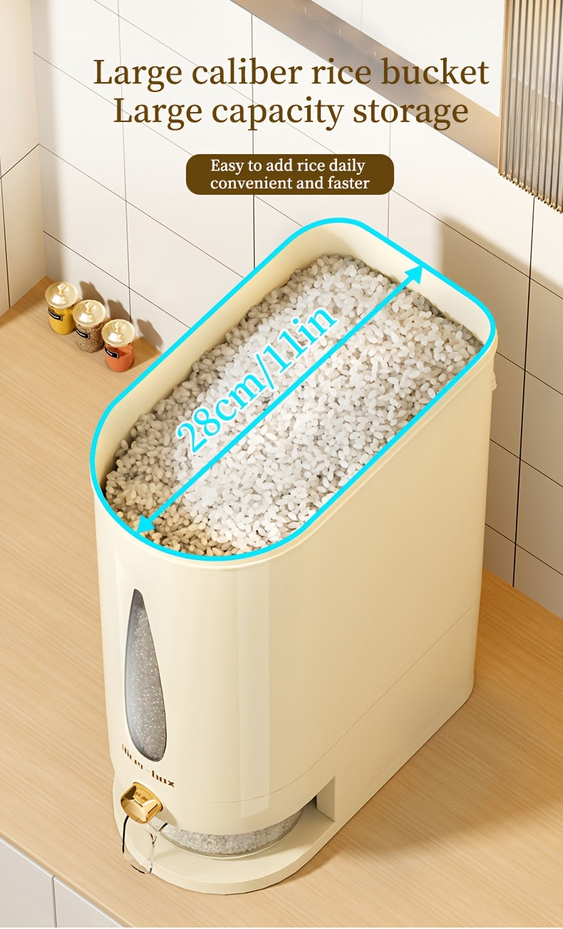 11/22 Pound Large Capacity Press Type Measuring Cup Rice Dispenser | Large Capacity Moisture-proof Sealed Rice Storage Box | Moisture-proof And Insect Proof Design for Rice, Coffee Beans, Legumes, Flour, And Pet Food | Kitchen Utensil Cabinet