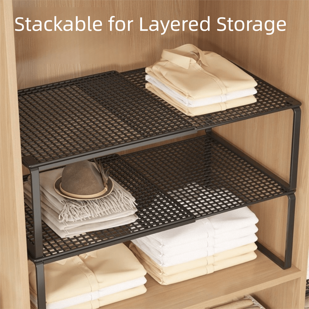 Heavy-duty Adjustable And Expandable Wardrobe Storage Rack-space-saving Stackable Metal Storage Rack, Polished Treatment, Kitchen, Bedroom, Desk Storage Rack, Storage Rack, Sundry Rack, Storage Rack, Kitchen Rack, Kitchen Storage Rack