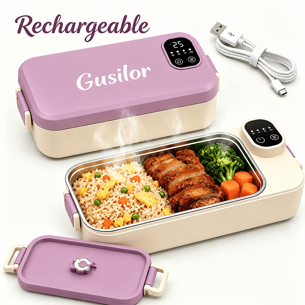 Rechargeable Lunch Box Portable Timer-Controlled (Upgraded Version), Lunch Box for Women Men, Bento Box Adult, Insulated Lunch Bag, Snack Lunch Containers with Lids, Meal Prep Containers, Heated Lunch Box