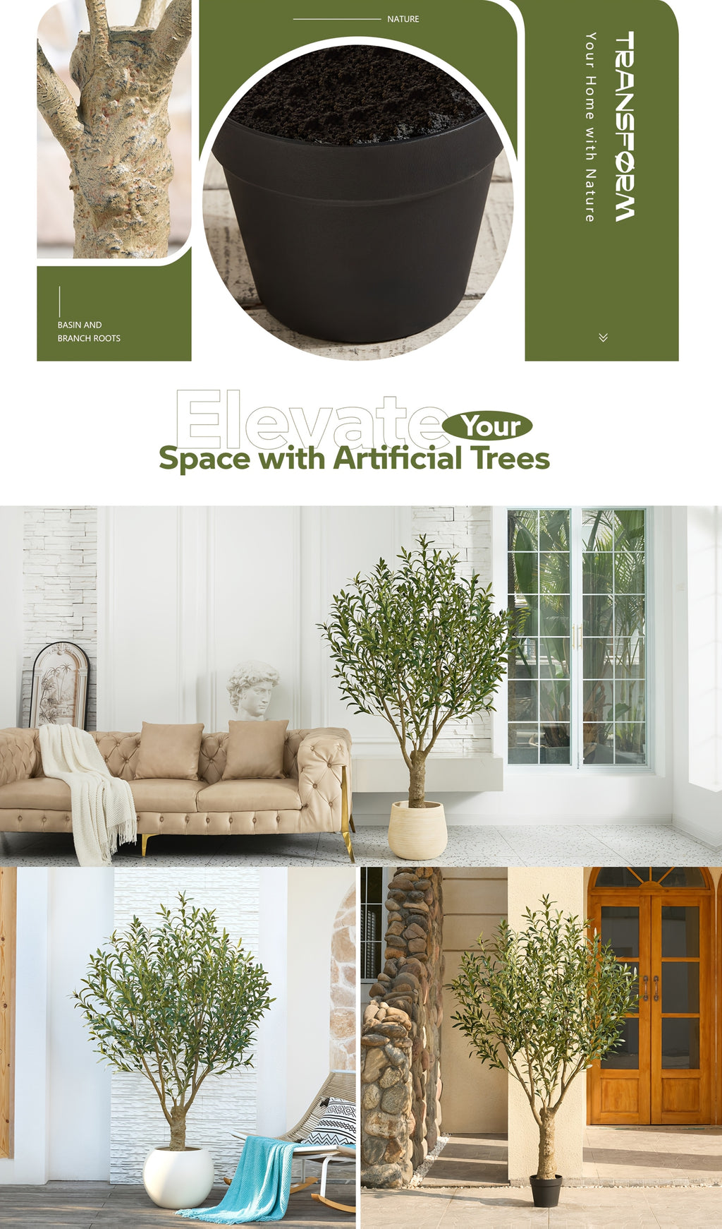 5/6/7/8ft Artificial Olive Tree, Faux Olive Plant with Black Planter, 39/49/54/62 Branches & 1390/2055/2871/4007 Silk Leaves, Perfect for Indoor Home Office Decor, Living Room, Bedroom, And Gift Ideas