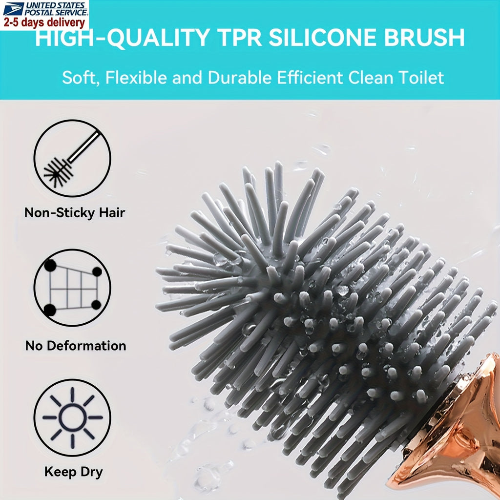1 Set Of Ergonomic Toilet Brush Set, Odor-resistant, Easy to Clean And Store, Ideal for Bathroom Essentials, Christmas Essentials