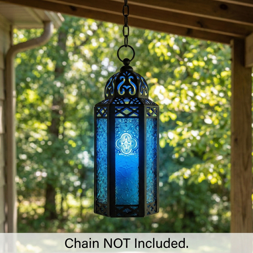 Decorative Moroccan Candle Lantern Holder, Medium, 10.5" Tall