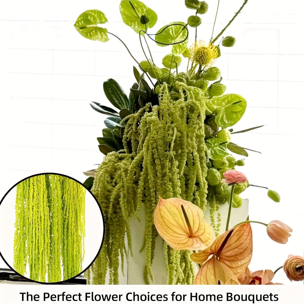 10pcs Artificial Amaranth Flowers - Elegant Green Wisteria Hanging Flowers for Bohemian Home, Party, Wedding Centerpiece, Christmas, Valentine'S Day, Outdoor Garden Decoration, Photography Prop, Bridal Bouquet Accessory