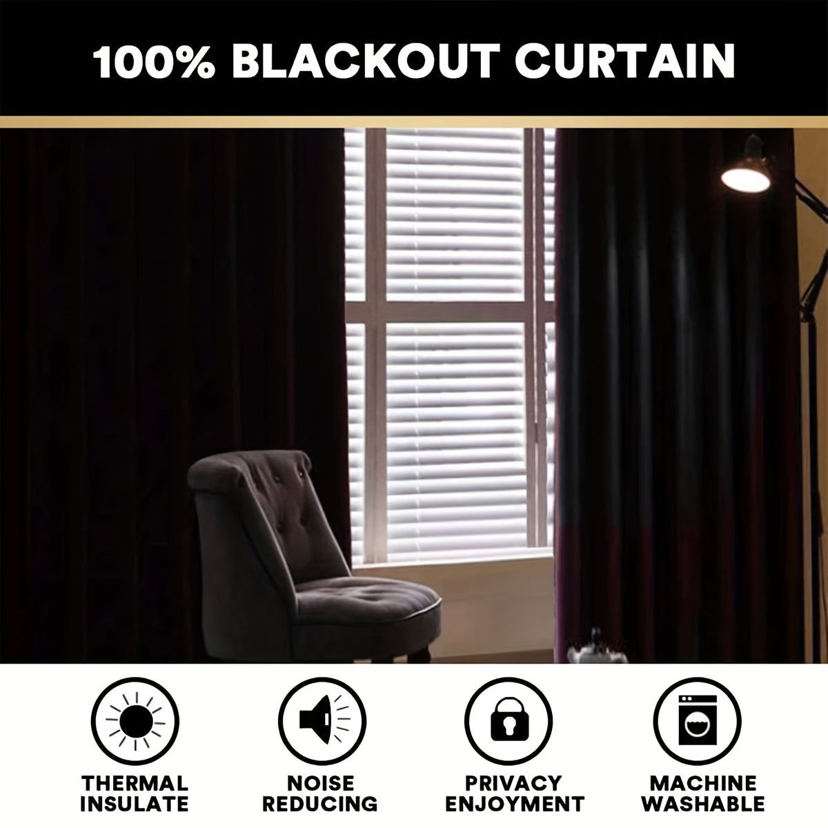 2 Panels 100% Blackout Linen Textured Curtains Thermal Insulated Curtains for Winter Noise Reducing Window Drapes with Grommet for Hall Room Bedroom Living Room PRINCEDECO