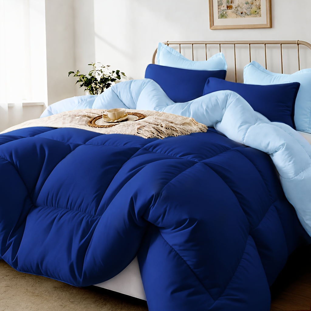 2/3pcs Solid-color Diamond-quilted Comforter Set. Easy Clean, Fabric Soft Breathable. Includes 1 Comforter, 1/2 Pillow Shams. Fits All Bed Sizes Matches Various Bedroom Decor. Suitable for All Seasons Ideal As A Gift, Include Random Color