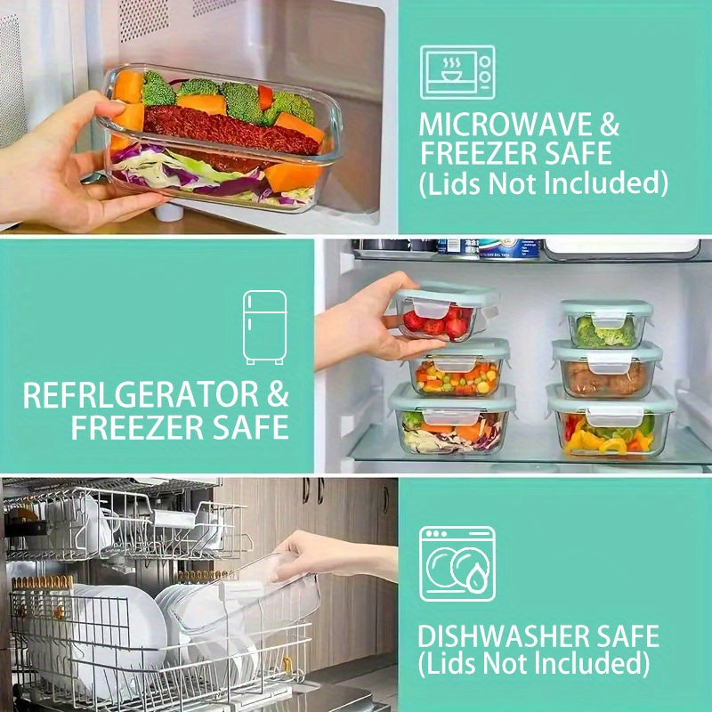 16pcs Sealed Glass Food Storage Containers, Lunch Boxes, Microwave Ovens, Ovens - Perfect For Salads, Fruits, Vegetables, And Sandwiches, Lunch Boxes | Sealed Storage | Durable Glass, Food Storage Containers (8 Lids+8 Containers)