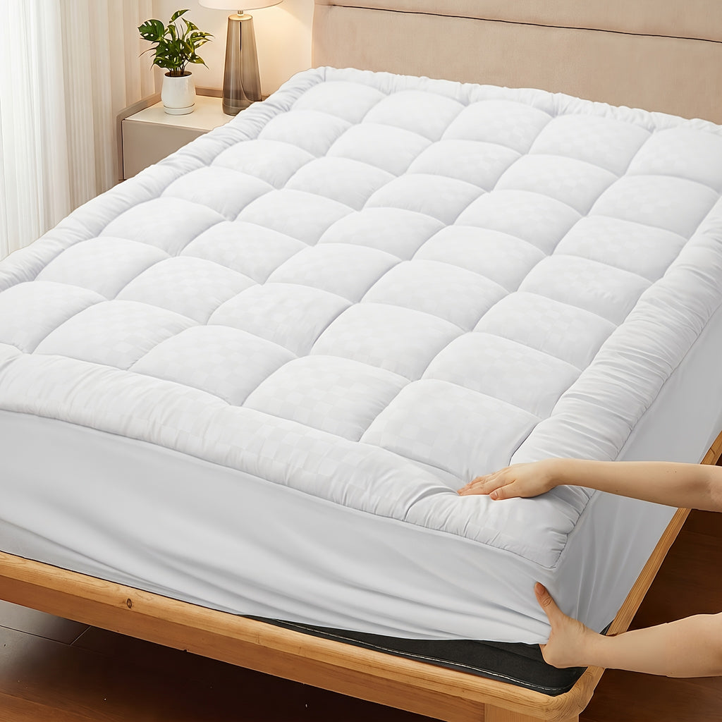 Cooling Mattress Topper, Overfilled Down Alternative Pillow Top, Fits 8-21 Inch Deep Pocket, Baffle Box Design Plush & Support Snow Down Alternative, Hotel Quality