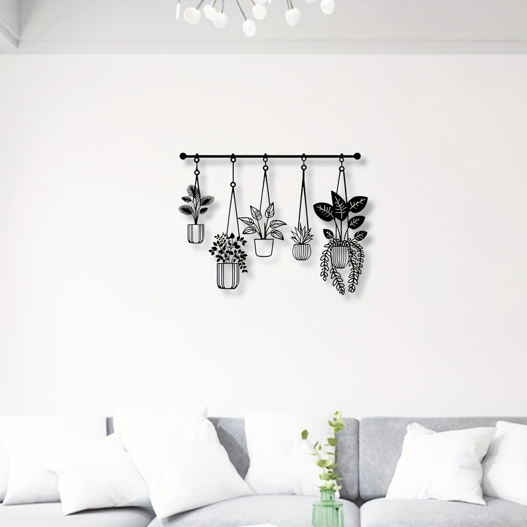 Metal Flowers Wall Arts - Rustic Farmhouse Decor Black Minimalist Flower Wall Decors for Living Room Bathroom Bedroom Dining Room - Housewarming Gifts