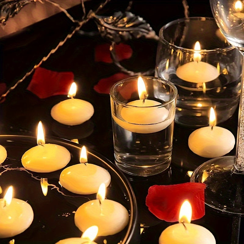 42pcs 1.5-Inch High-Quality Floating Candles - White, Portable Small Candle Set, Candles for Weddings & Hotels, Ideal for Ambience Decoration, Pool Parties, Christmas, Halloween, Easter, Thanksgiving, Day Of The Dead And Other Occasions