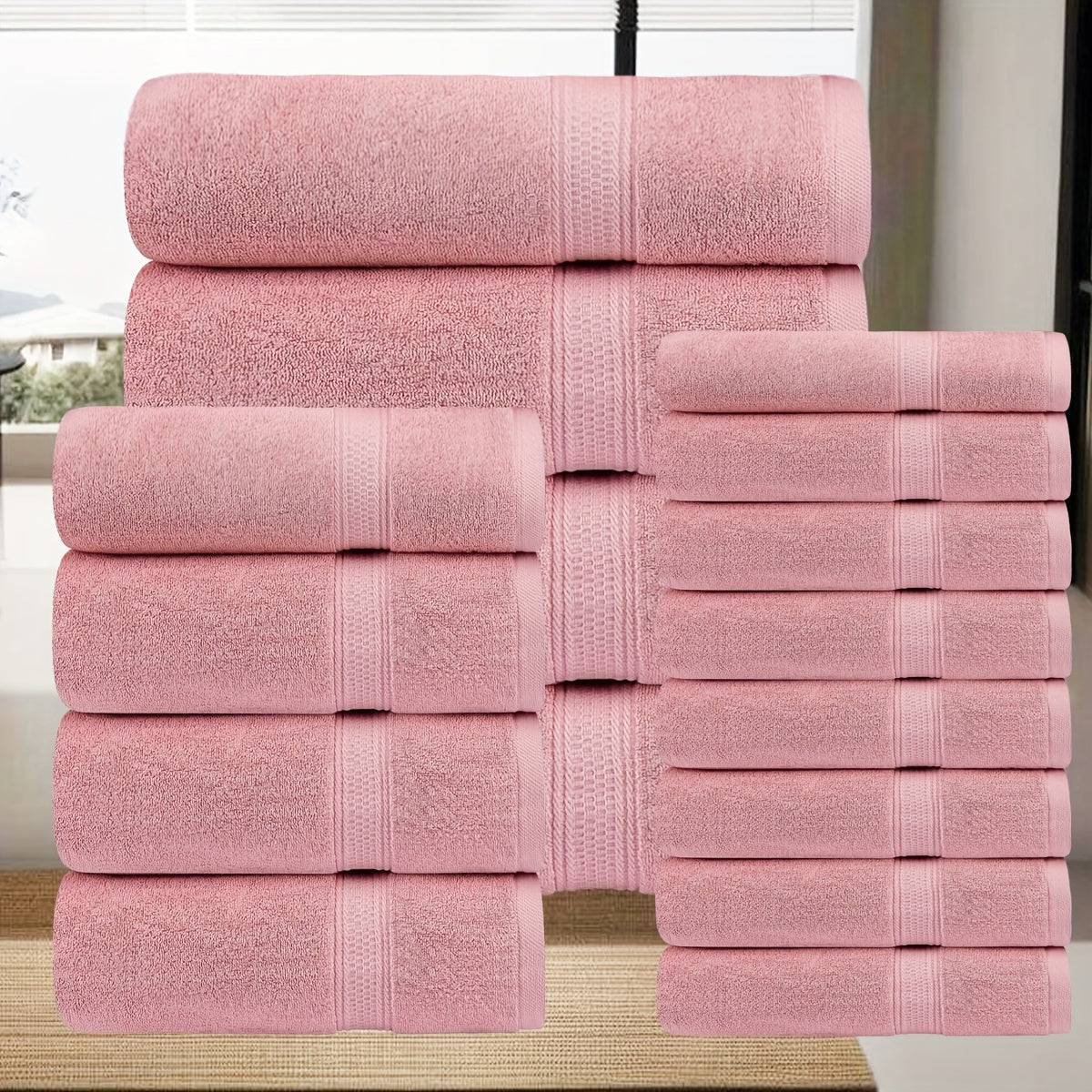 UToPantica 16pcs/8pcs Luxurious Soft Towel Set | 2/4 Bath Towels, 2/4 Hand Towels, 4/8 Washcloths Luxurious, Soft, Skin Friendly, Good Water Absorption, Quick Drying, Thickened Bathing Towel, Suitable For Home, Hotel, Travel, Fitness, Beauty SPA