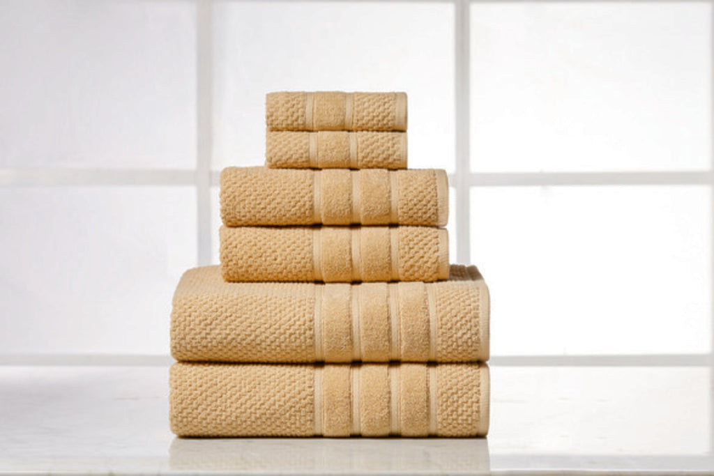 6 Piece Egyptian Cotton Towel Set . The set is made of 100 Egyptian cotton known for its softness, absorbency, and durability. These towels make an ideal complement to any bathroom whether you use it to pamper yourself or reserve it for special guests. Th