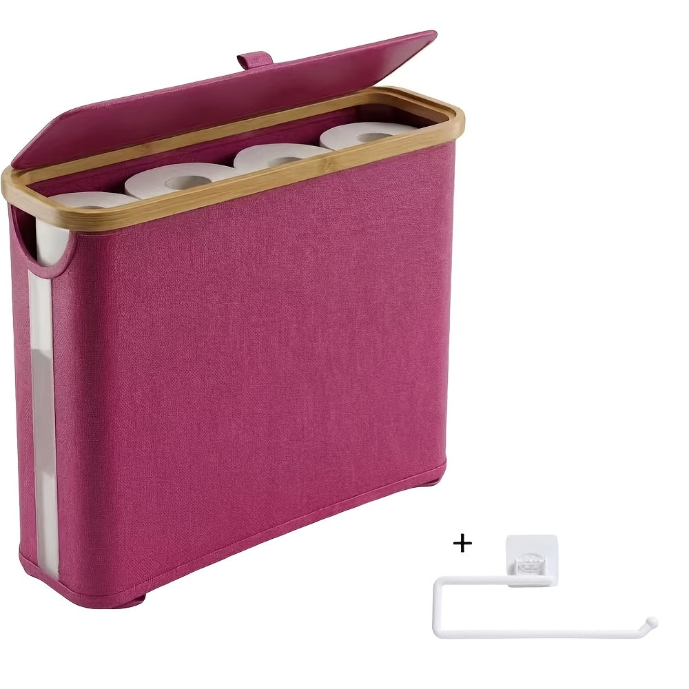 Toilet Paper Basket, Bamboo Toilet Paper Storage - Ultimate Bathroom Storage with Bamboo Lid, Large Toilet Paper Holder Can Hold 9 Rolls, Bathroom Toilet Paper Storage Cabinet, Toilet Paper Storage Containers