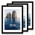 Classic Picture Frame Set, 3-Pack Plastic Photo and Poster Frames in 11x14 or 12x16 Inches with Black White and Dark Wood Color Options for Gallery Walls