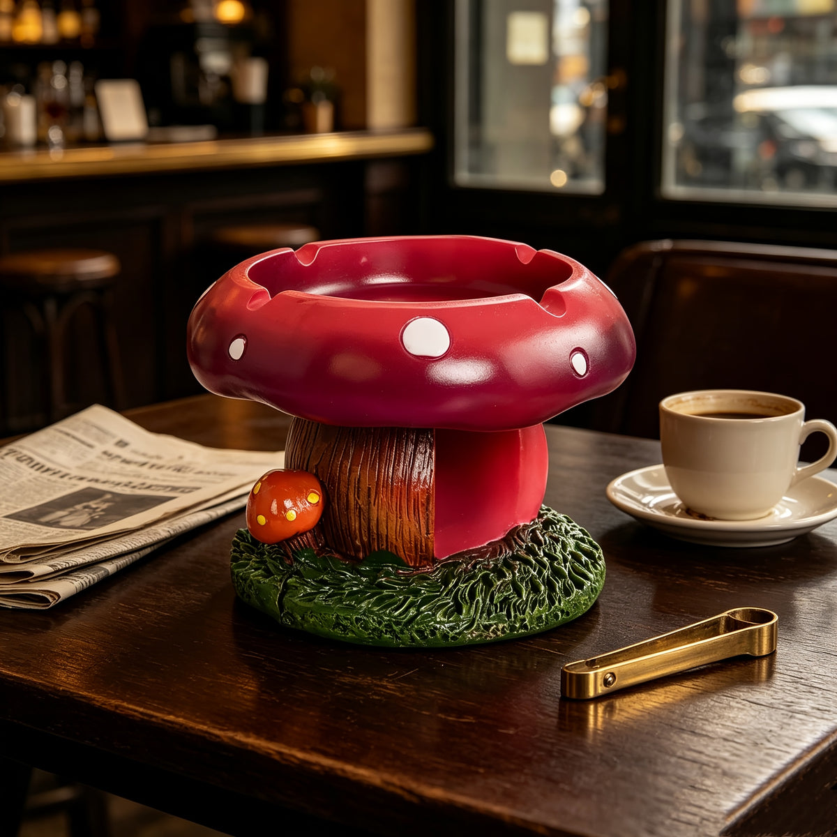Fantastic Mushroom House Ashtray with Storage - 5.3”x4.5” Purple & Pink Resin Whimsical Mushroom-Shaped Ashtray with Cigarette Butt Slot & Storage Compartment, Humorous Home & Office Decor, Contemporary Irregular Design, No Electricity Needed, Durable Res