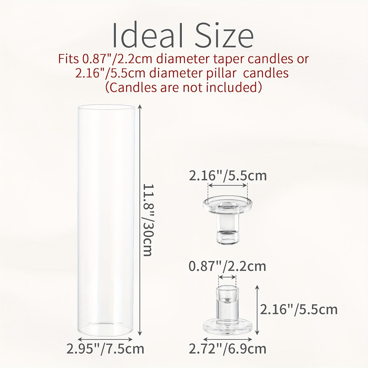 Hurricane Candle Holder Set of 6, 11.8 Inch Clear Tall Candlestick Holder for Taper Candles, Hurricane Glass Candle Sticks Holders for Table Centerpiece Wedding Party Dining Event Decor