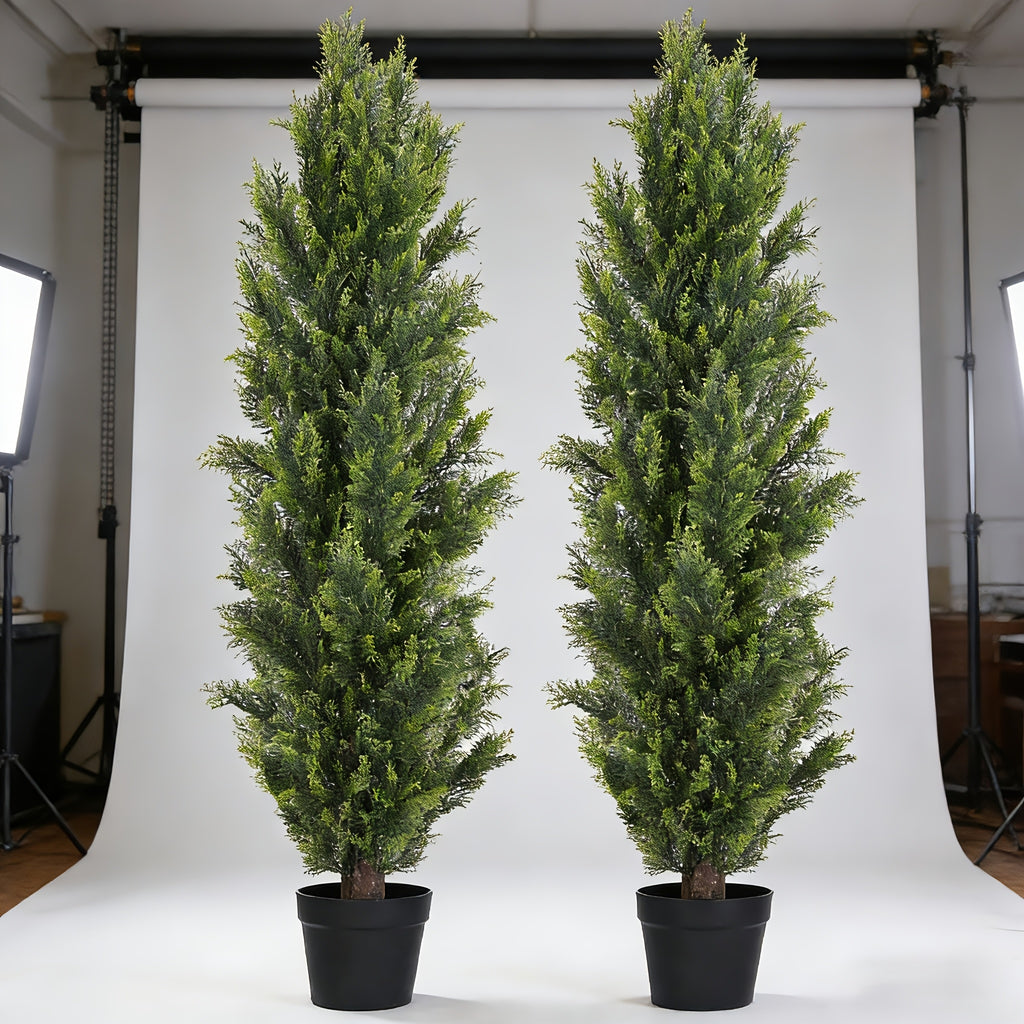 2-Pack Artificial Pine Tree, Faux Greenery Shaped Tree, Artificial Christmas Tree, Suitable for Indoor/Outdoor, Courtyard, Front Door