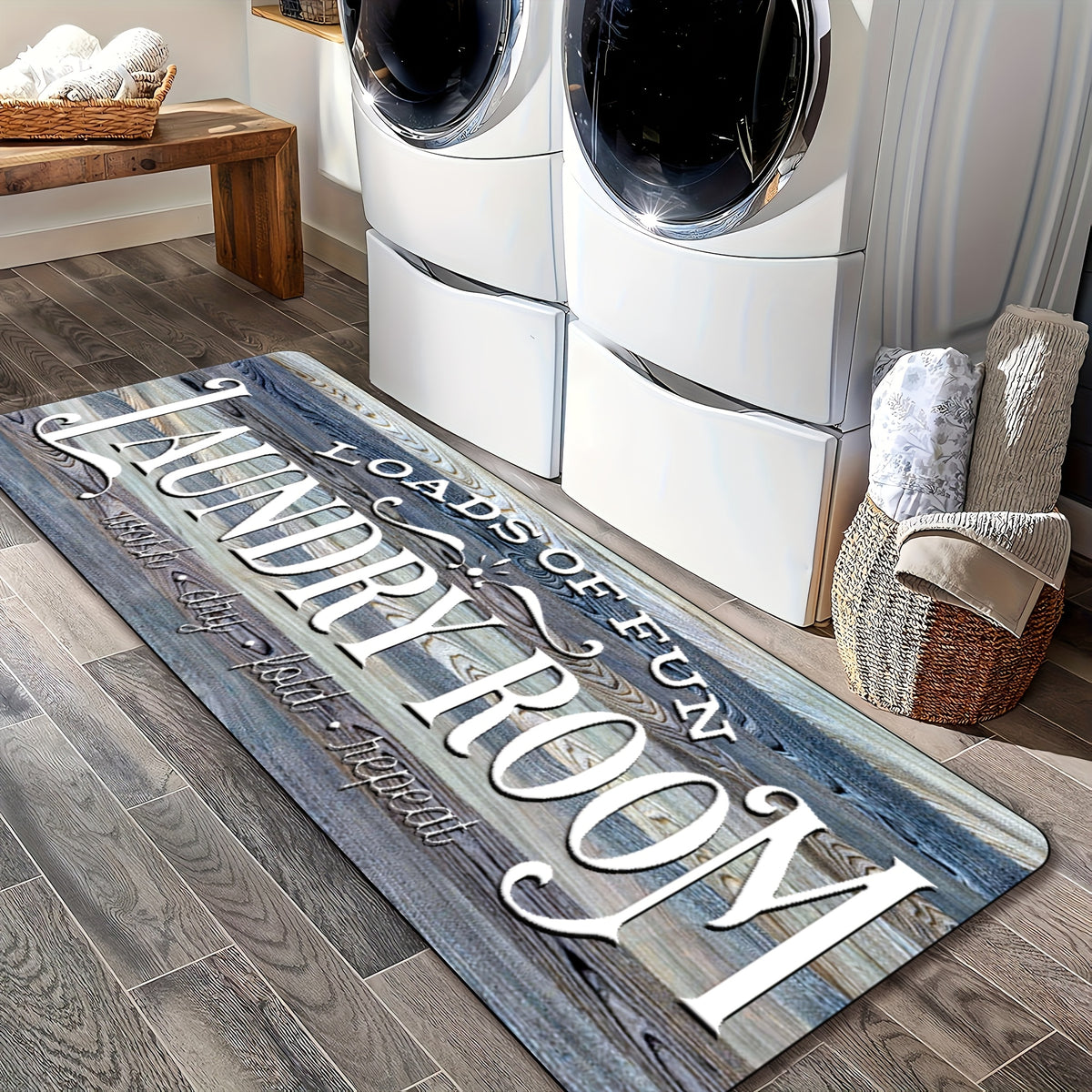 Non-slip Laundry Room Runner Rug, Washable Farmhouse Retro Mat, Home Decor Floor Mat, Laundry Rug for Kitchen, Bathroom Rug, Home Decor, Laundry Room Accessories, Valentine's Day Gift