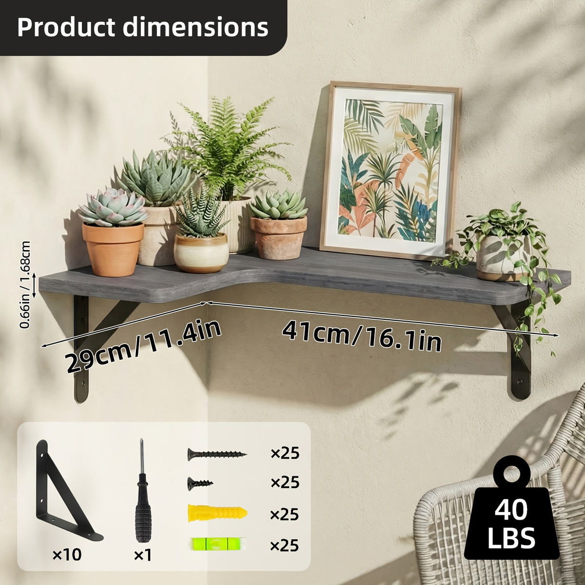 4/5pcs Corner Shelves For Outdoor Plant, Floating Corner Shelf, Rustic Wood Wall Mounted Corner Shelf, Gift For Plant Lovers, For Bathroom, Kitchen, Bedroom, Home Decor, Laundry Room, Living Room